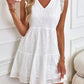 Summer Fashion Women's Mini Dress Casual White Sleeveless High Waist Beach Cotton Short Dress