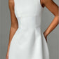 White Backless Patchwork Fashion Summer Elegant Party Mini Dress