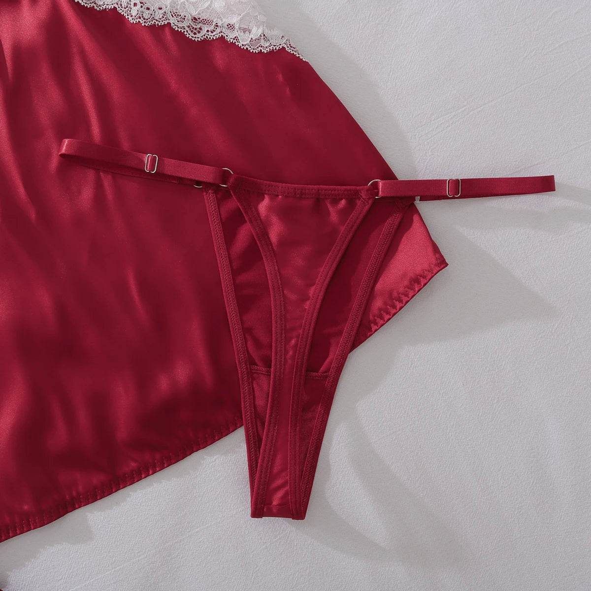 Deep-V Neck Satin Lingerie Lace Patchwork Split Night Dress Women Slip Dress Nightwear The Clothing Company Sydney