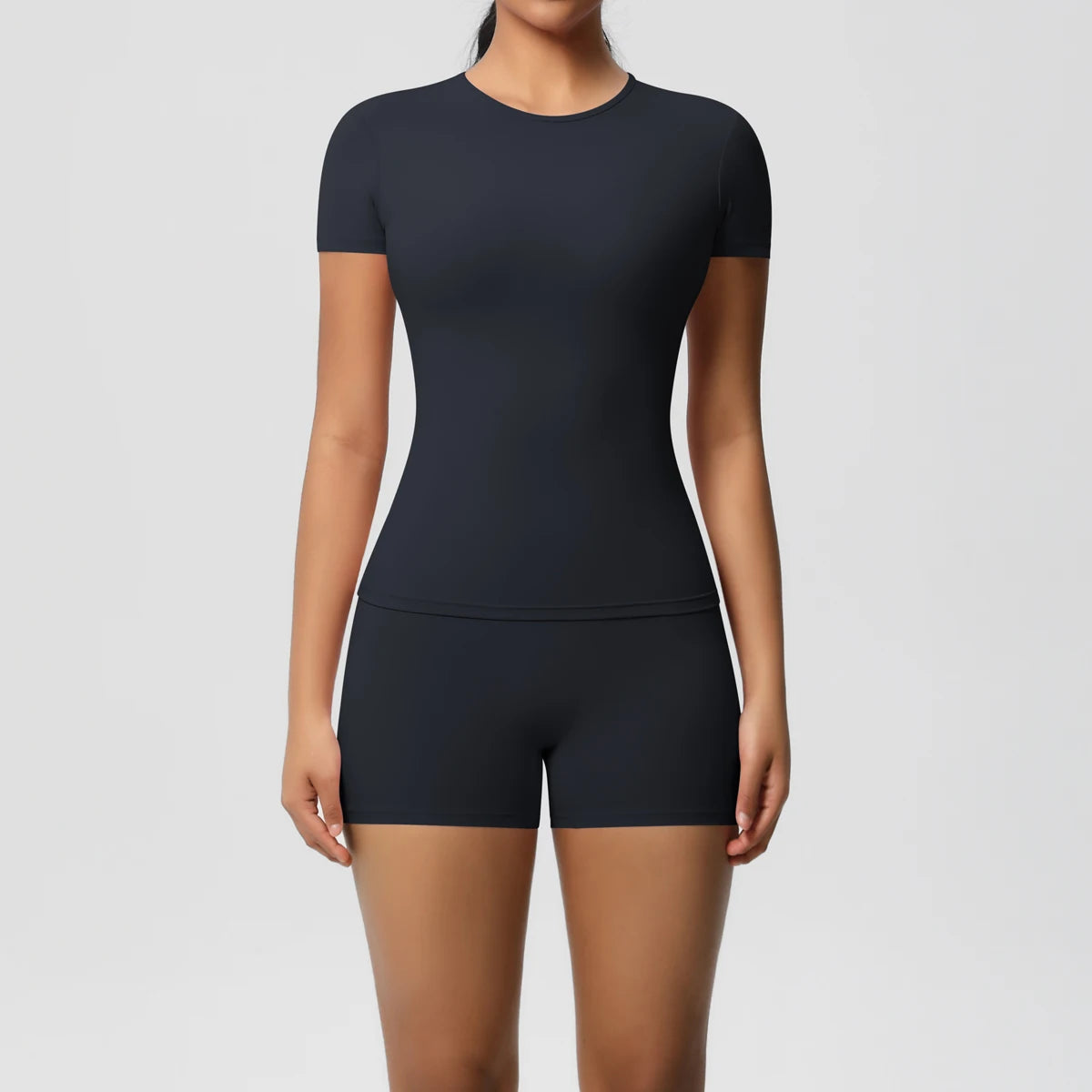 2 Piece Quick-Drying Gym Leggings Set Summer Short Sleeve Breathable Stretchy Yoga Slim Fitness Active Top Women's Cycling Bike Shorts The Clothing Company Sydney