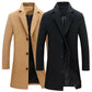 Single Breasted Lapel Long Coat Jacket Fashion Autumn Winter Casual Overcoat Plus Size Trench Men's Woolen Coats Solid Color