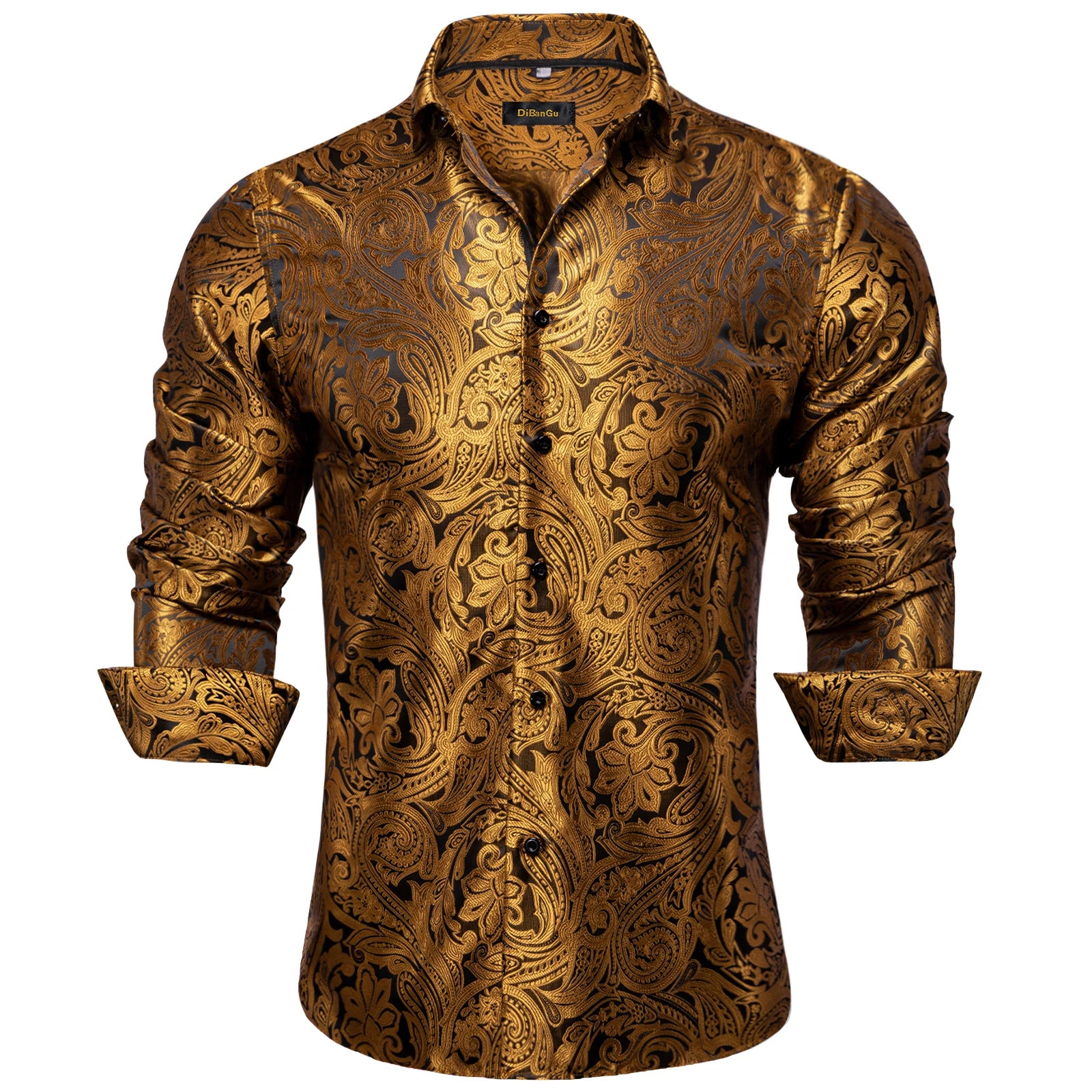 Men's Long Sleeve Black Paisley Silk Dress Shirts Casual Tuxedo Wedding Party Shirt Luxury Designer Men Clothing The Clothing Company Sydney