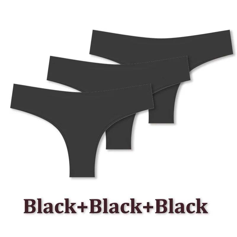 3 Pack Seamless Ultra-thin Panties Women Ice Silk Underwear Panty Low Waist G-string Briefs