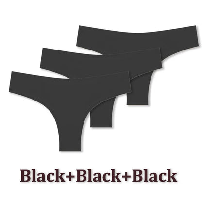 3 Pack Seamless Ultra-thin Panties Women Ice Silk Underwear Panty Low Waist G-string Briefs