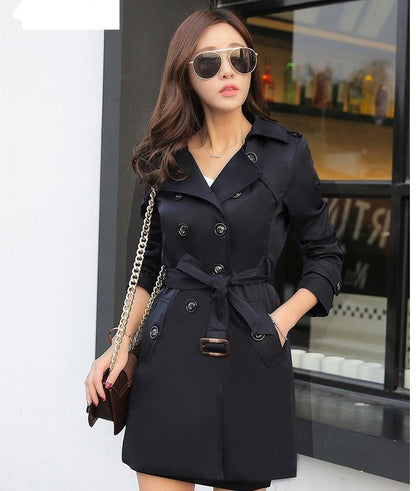 Spring And Autumn Women's Mid-Length Trench Coat Tie-In Jackets Coats The Clothing Company Sydney