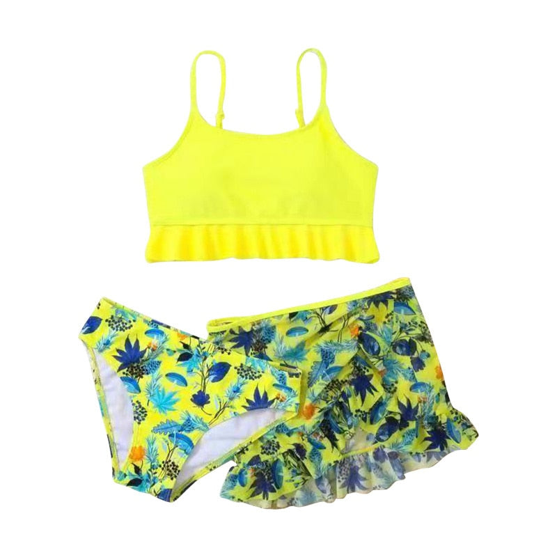 Flower Print Girls Swimwear Kids Children 3 Piece Swimsuit Cover Up Set Teens Swimming Suit The Clothing Company Sydney