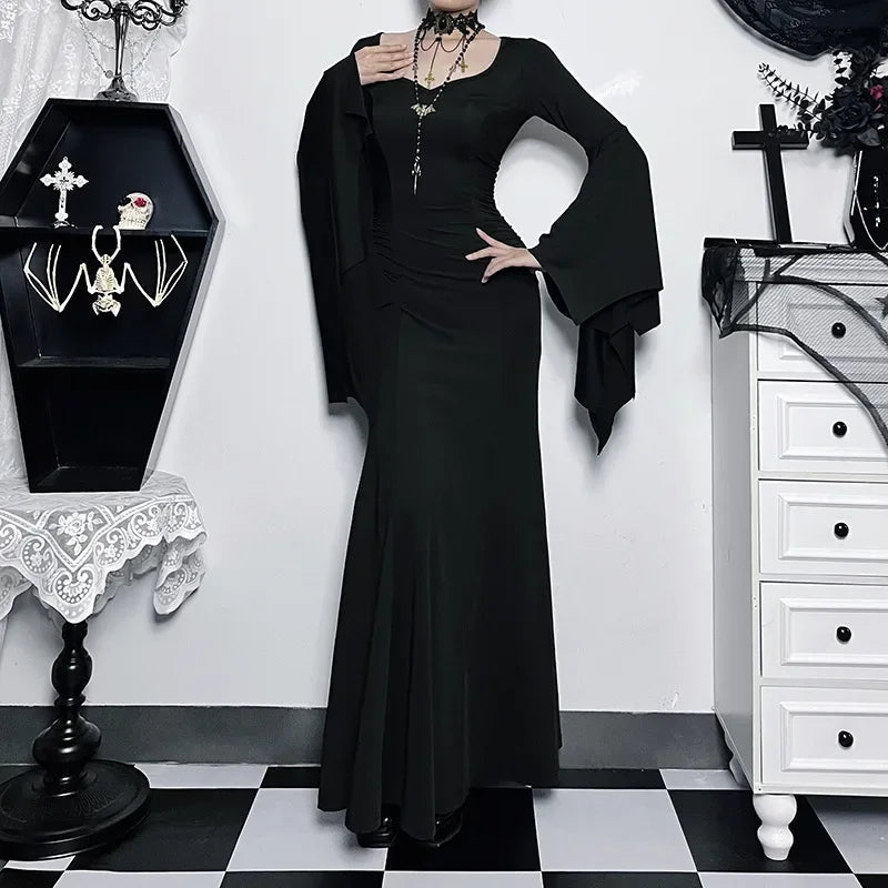 Women's Halloween Costume Batwing Sleeve Black Gothic Dress The Clothing Company Sydney
