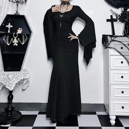 Women's Halloween Costume Batwing Sleeve Black Gothic Dress The Clothing Company Sydney
