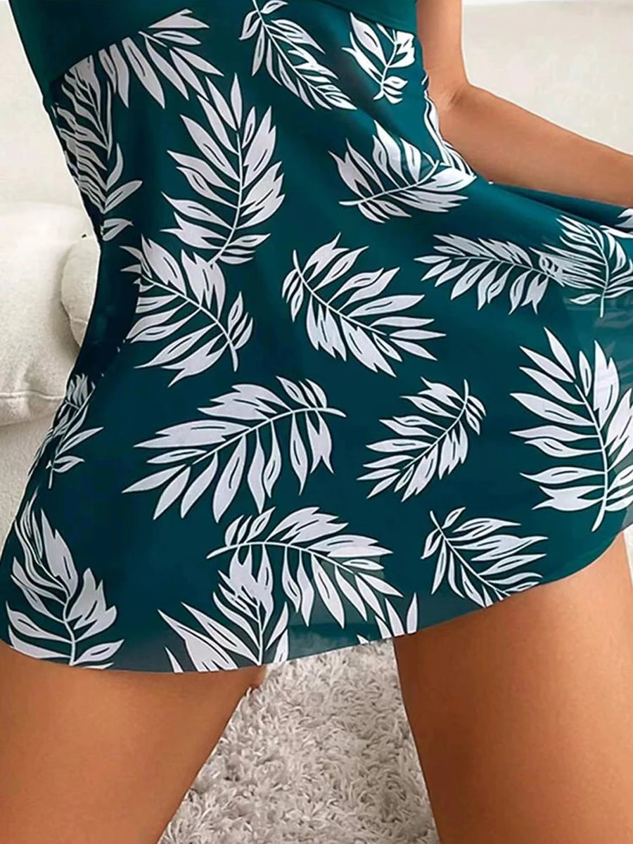 2 Piece Short Dress Tankini With Shorts Swimsuit Women's Swimwear Padded Printed Bathing Swim Suit Swimming Beachwear The Clothing Company Sydney