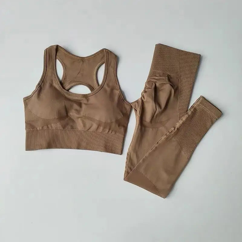 2 Piece Sports Bra Women's Matching Set Fitness Tank Top Bra Shockproof Running Leggings Yoga Suit Criss Cross Back Bra Clothing