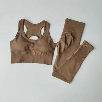 2 Piece Sports Bra Women's Matching Set Fitness Tank Top Bra Shockproof Running Leggings Yoga Suit Criss Cross Back Bra Clothing