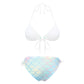 Women's Mermaid Print Swimsuit Bikini Bathing Suit Halter Sponge Pad Bra and Drawstring Briefs Beach Pool Surfing Swimwear