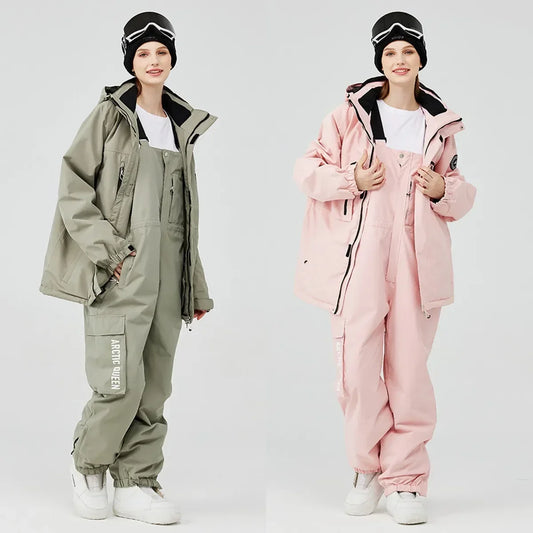 2 Piece Ski Sets for Women Ski Jackets and Pants Men Snowsuit Snowboard Coat Outfits Warm Hooded Waterproof Windproof Matching Set