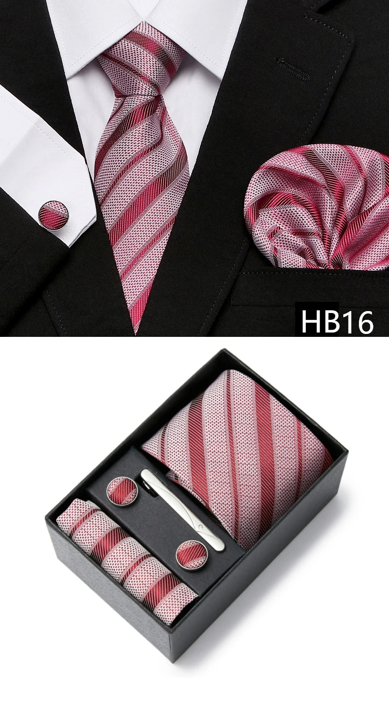 5 piece 7.5 cm Width Tie Sets Black Men's Tie Hankerchiefs Cufflinks clip Box wedding gift handmade Necktie Set The Clothing Company Sydney