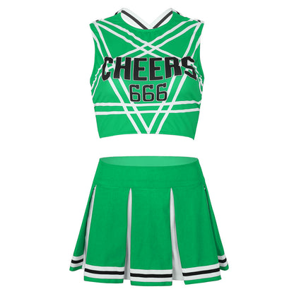 Women's Cheerleading Uniform Cosplay Set Backless Crop Top Mini Pleated Skirt Carnival Party Halloween Costume - The Clothing Company Sydney