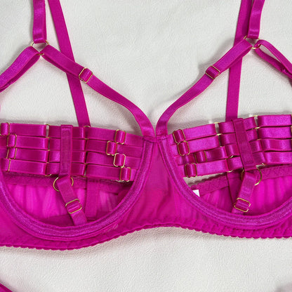5-Piece Costume Hollow Underwear Sensual Open Bra Outfits Lingerie Set - The Clothing Company Sydney