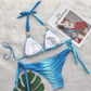 2 Piece Rhinestone Swimsuit Crystal Thong String Bikini Set Swimwear Beach Wear Bathing Suit