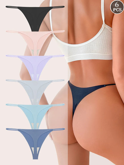 6-pack seamless thong panties with thin straps, low waist and high-stretch T-back design by The Clothing Company Sydney