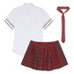 Women's Cosplay Costume Adult School Uniform Short Sleeve Shirt with Plaid Skirt for Halloween Role Play Party The Clothing Company Sydney