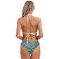 Women's Mermaid Print Swimsuit Bikini Bathing Suit Halter Sponge Pad Bra and Drawstring Briefs Beach Pool Surfing Swimwear