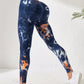 Women's 3D Print Tie Dye Sports Seamless High Waist Fitness Push Up Leggings Gym Clothing Workout Tights Pants