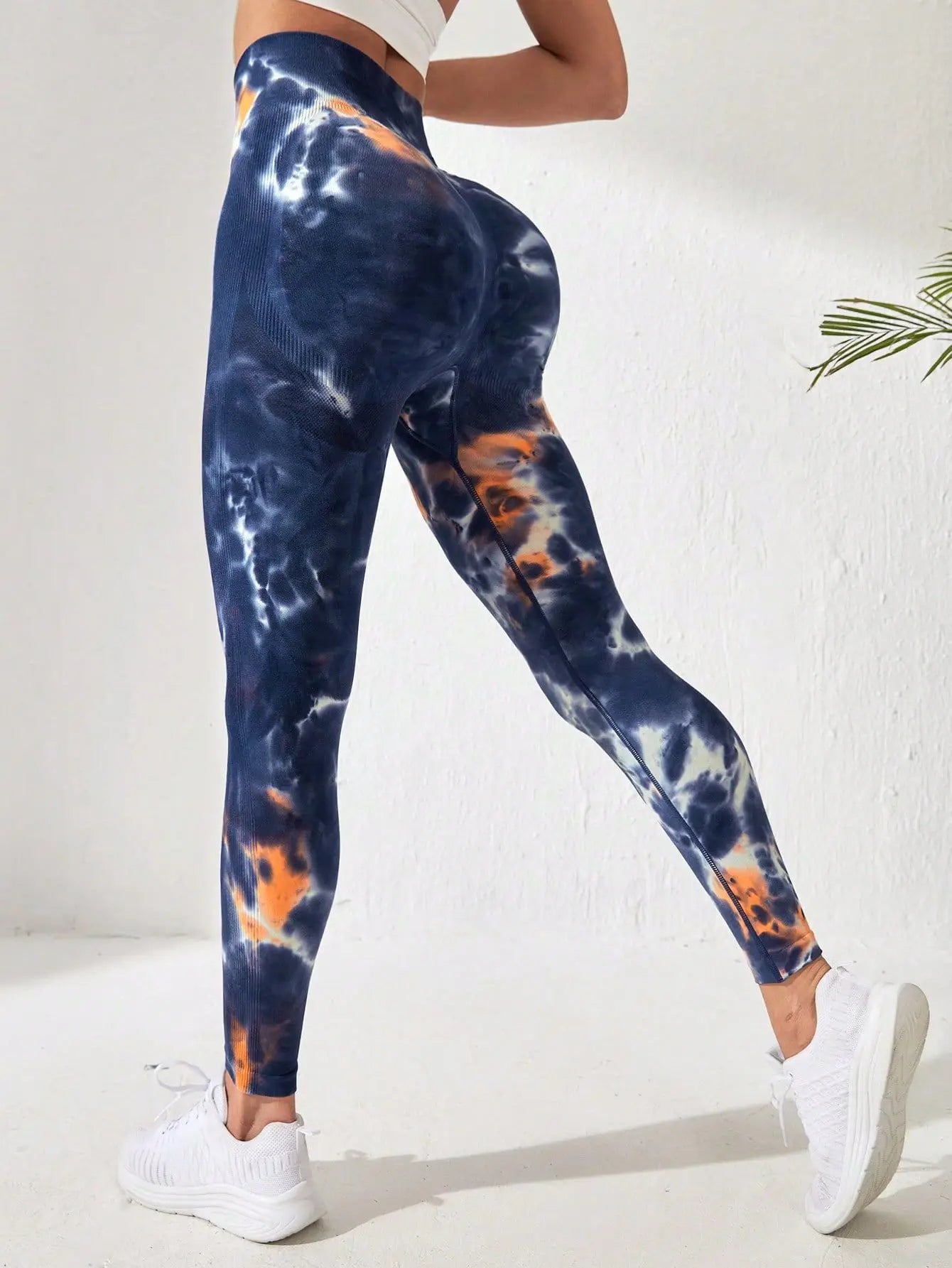 Women's 3D Print Tie Dye Sports Seamless High Waist Fitness Push Up Leggings Gym Clothing Workout Tights Pants