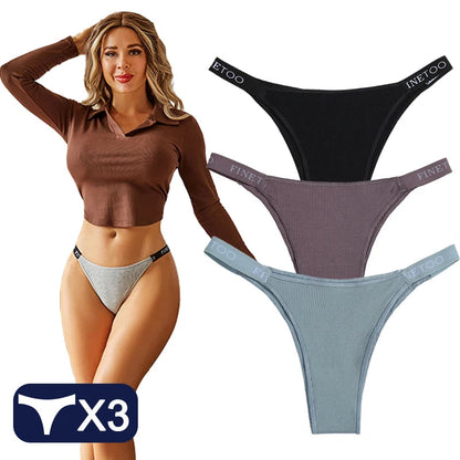 3 Women Cotton Panties Briefs Underpants Female  Thongs Women's T-Back Intimate Lingerie Underwear The Clothing Company Sydney