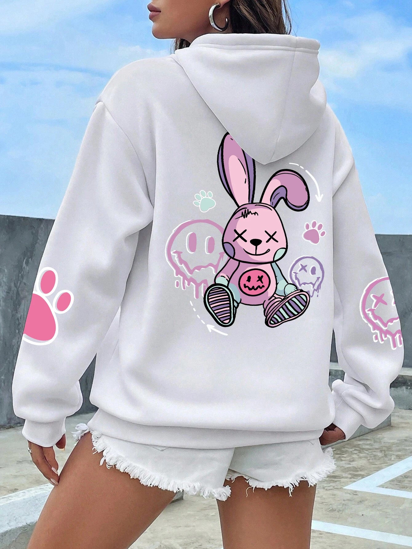 Hip Hop Street Casual Printed Female Hoodie Oversize Loose Sweatshirts Autumn Warm Fleece Clothing Top