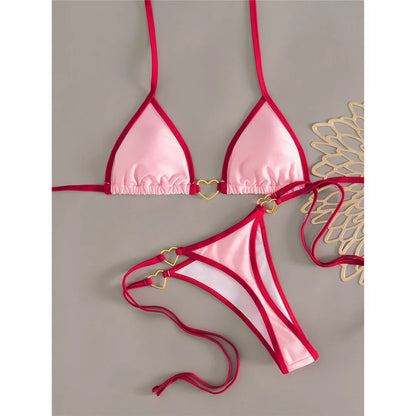 2 Piece Halter Mini Micro Thong Bikini Swimwear Swimsuit Two-pieces Bikini set Padded Bather Bathing Suit