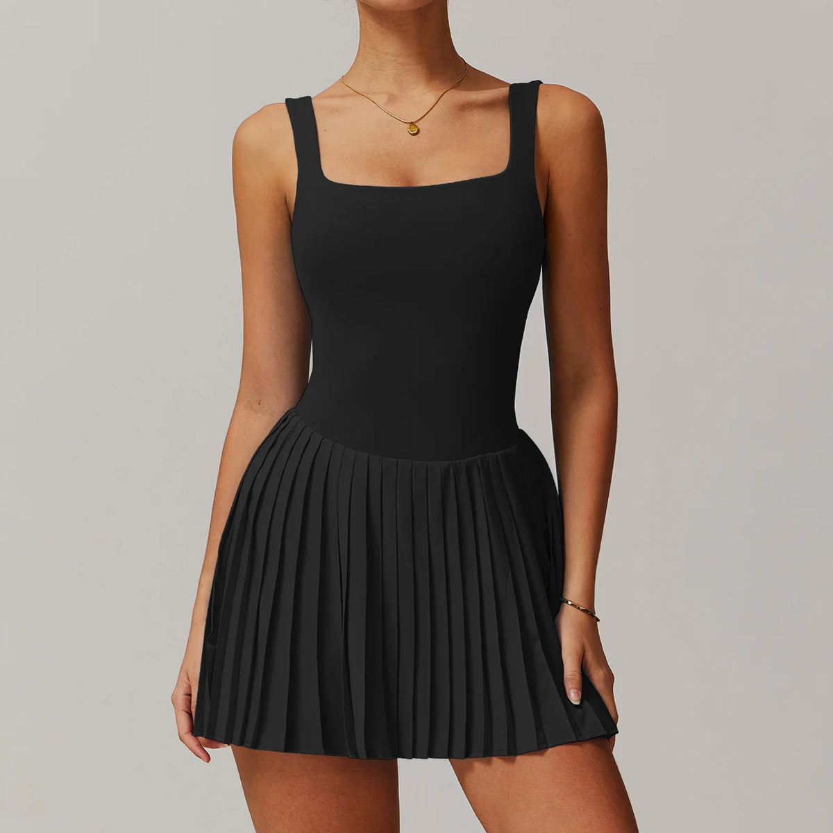 Women's Tennis Dress Jumpsuit Bottom Fitness Clothes Sports Running Pockets Pleated Skirt Sports Yoga Set Dress