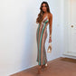 Halter Deep V-neck Crochet Long Dresses Elegant High Waist Sleeveless Backless Dress The Clothing Company Sydney