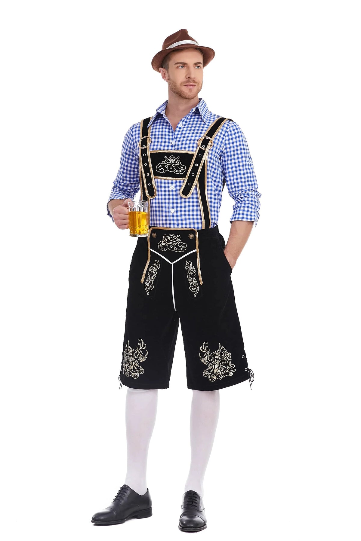 Men's Three Piece Oktoberfest Lederhosen Costume Bavarian German Festivals Suspenders Shirt Hat Male Cosplay Costume The Clothing Company Sydney
