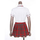 Women's Cosplay Costume Adult School Uniform Short Sleeve Shirt with Plaid Skirt for Halloween Role Play Party The Clothing Company Sydney