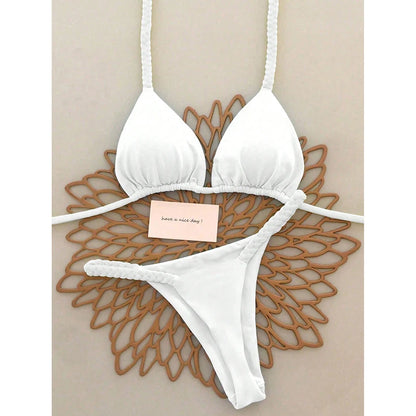 2 Piece Micro Bikini Push Up Brazilian Bikini Set Thong Solid Swimsuit Summer Beachwear Swimwear