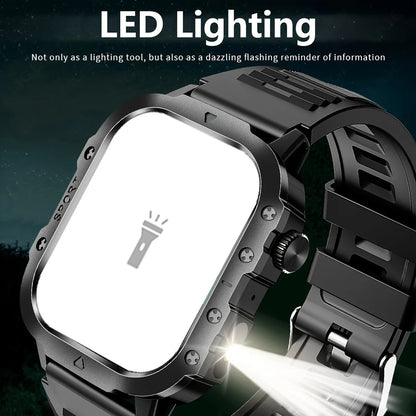 Men's LED smart watch with Bluetooth, health monitoring, multi-sport modes, and outdoor features from The Clothing Company Sydney.