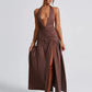 Halter Deep V Neck Backless Maxi Sleeveless Thigh High Split Long Dress The Clothing Company Sydney