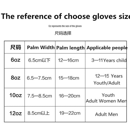 Adult and kids PU Muay Thai boxing gloves for MMA and kickboxing training
