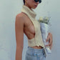 Fashion Knitted Turtleneck Crop Tops for Women Summer Sleeveless Backless Tanks Cropped Party Club Top The Clothing Company Sydney