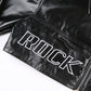 Streetwear Fashion Grunge Zip Up Black PU Leather Jacket Female Letter Embroidery Autumn Coat Motorcycle Jacket Crop Top The Clothing Company Sydney