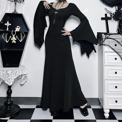 Women's Halloween Costume Batwing Sleeve Black Gothic Dress The Clothing Company Sydney