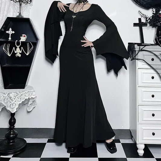 Women's Halloween Costume Batwing Sleeve Black Gothic Dress The Clothing Company Sydney