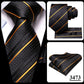 3 Piece Black Floral Silk Wedding Tie For Men Handky Cufflink Elegant Necktie Set For Men