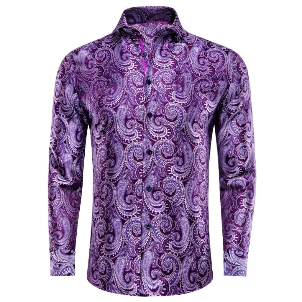 Men's Shirts Paisley Floral Silk Gold Long Sleeve Business Party Wedding Dress Shirts The Clothing Company Sydney