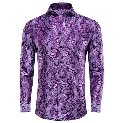 Men's Shirts Paisley Floral Silk Gold Long Sleeve Business Party Wedding Dress Shirts The Clothing Company Sydney