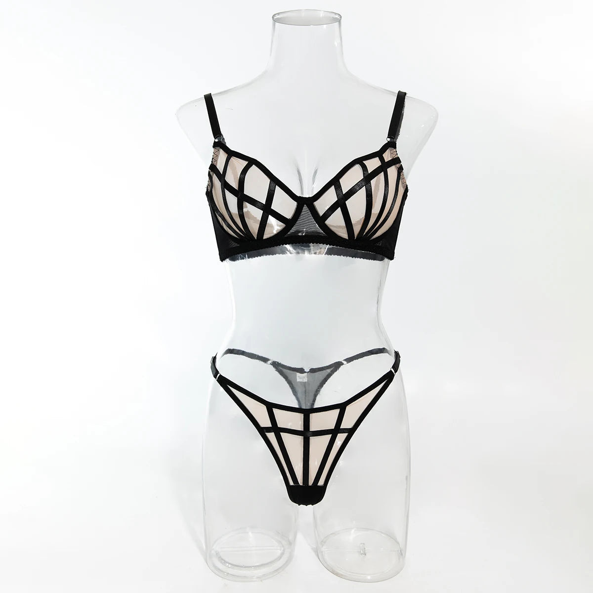 Irregular Plaid Lingerie 2 Piece Sets Mesh Patchwork See Through Bras And Thongs Suits Intimate Outfit The Clothing Company Sydney