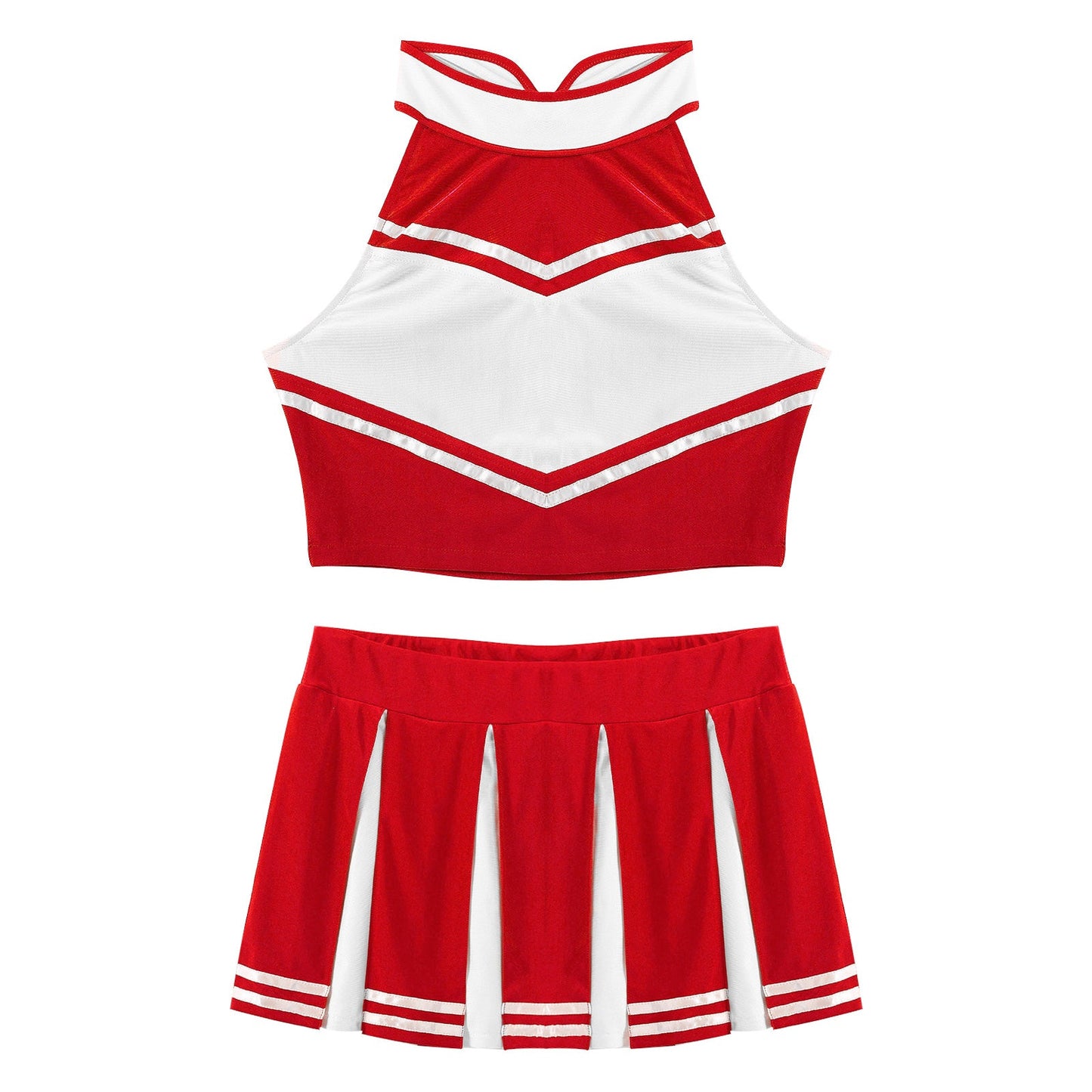 Women's Cheerleader Cosplay Costume Uniform Outfit Stand Collar Crop Top with Mini Pleated Skirts Carnival Cheerleading Suit The Clothing Company Sydney
