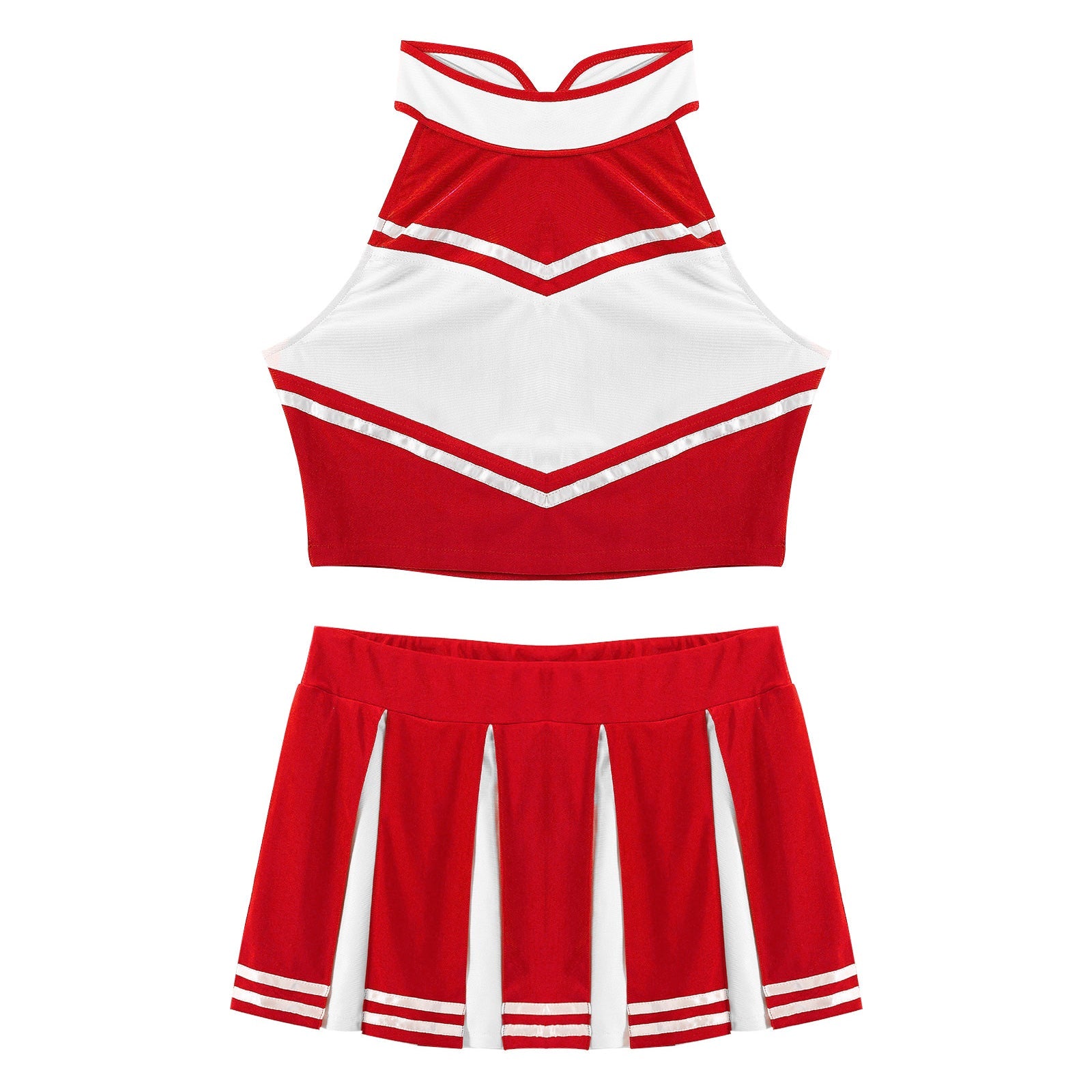 Women's Cheerleader Cosplay Costume Uniform Outfit Stand Collar Crop Top with Mini Pleated Skirts Carnival Cheerleading Suit The Clothing Company Sydney