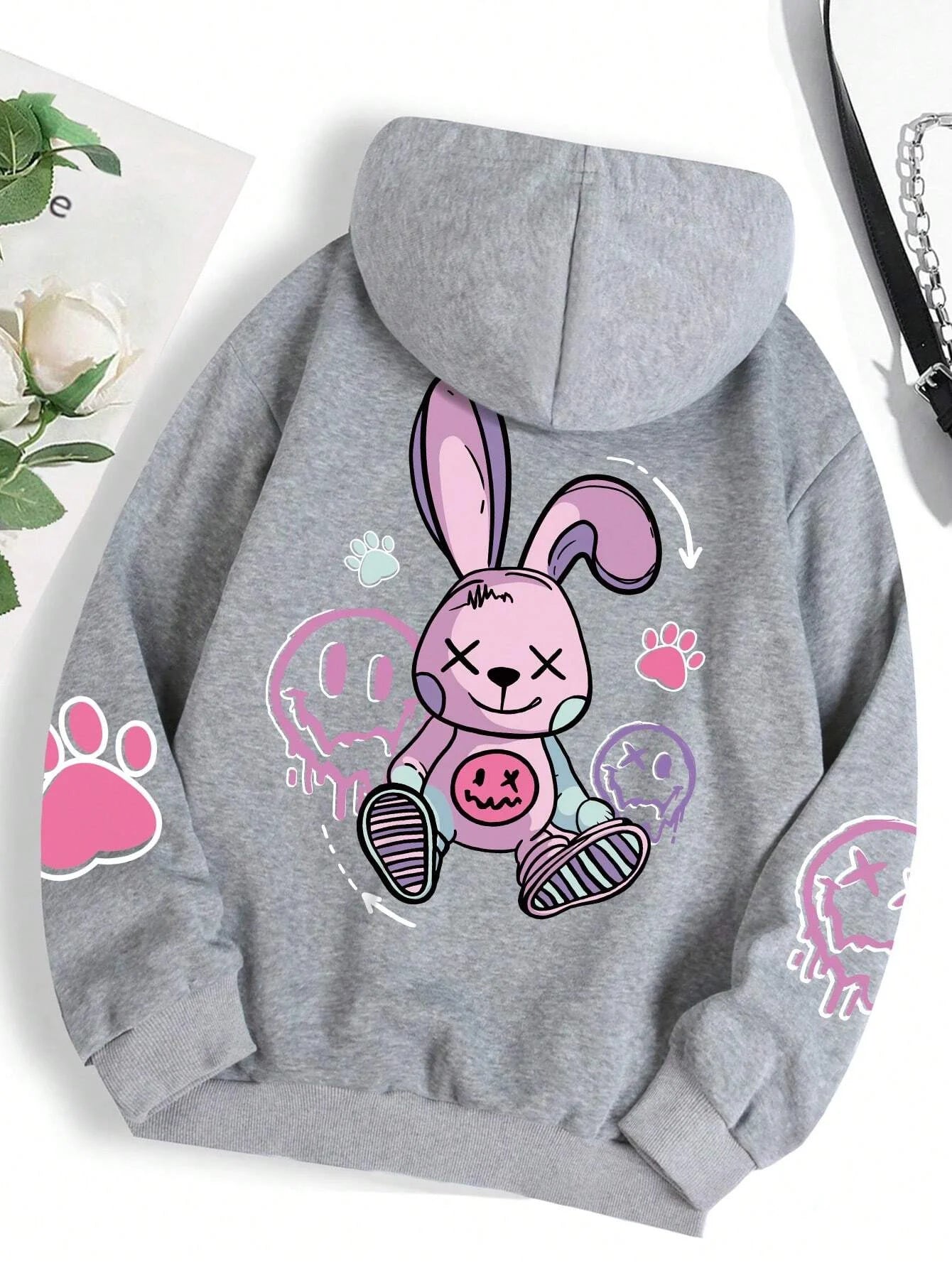 Hip Hop Street Casual Printed Female Hoodie Oversize Loose Sweatshirts Autumn Warm Fleece Clothing Top