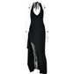 Deep V Neck Thigh High Split Maxi Halter Sleeveless Backless Bodycon Club Party Long Dress The Clothing Company Sydney