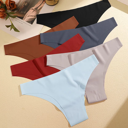 6 Pack Ice Silk Seamless Underwear Low Waisted Pants Breathable High Elasticity Lingerie Intimates Panties Briefs